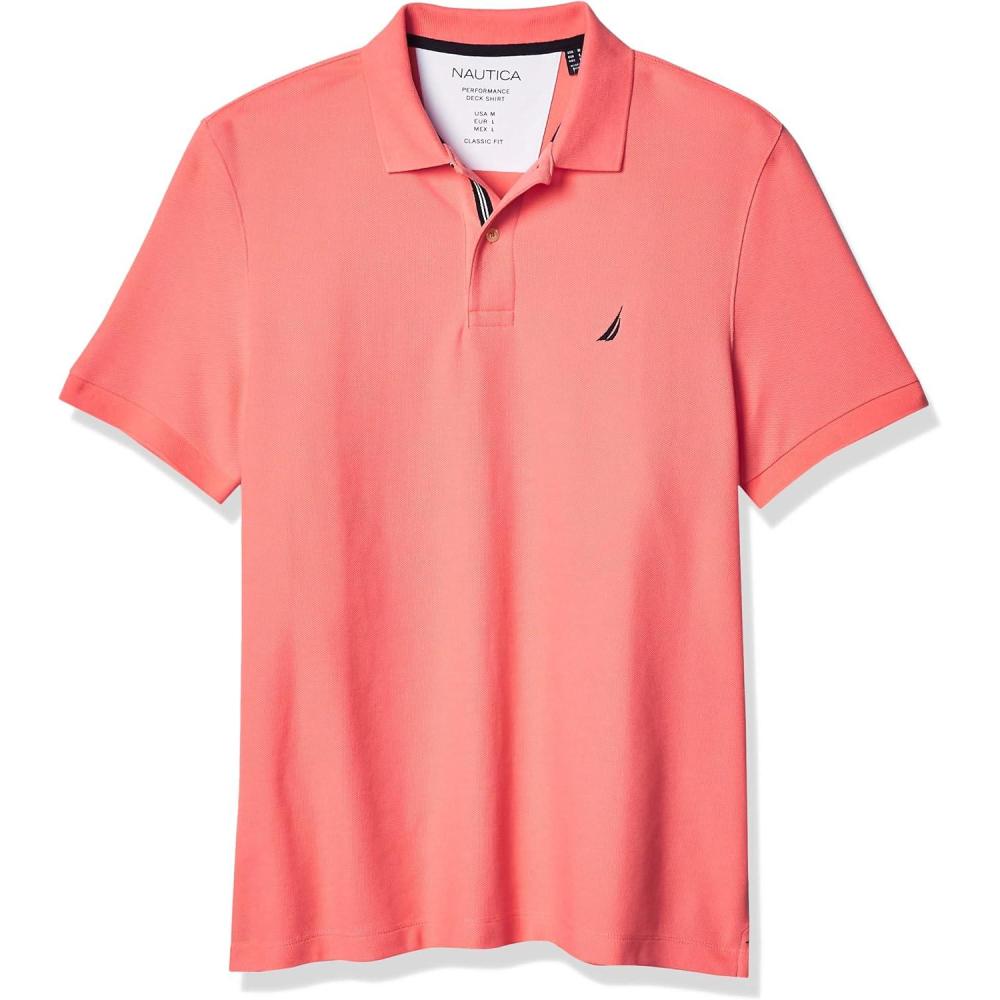 imageNautica Mens Performance Pique Polo ShirtPale Coral