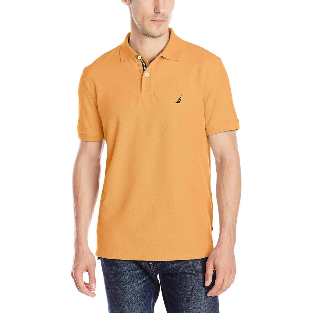 imageNautica Mens Performance Pique Polo ShirtStern Gold