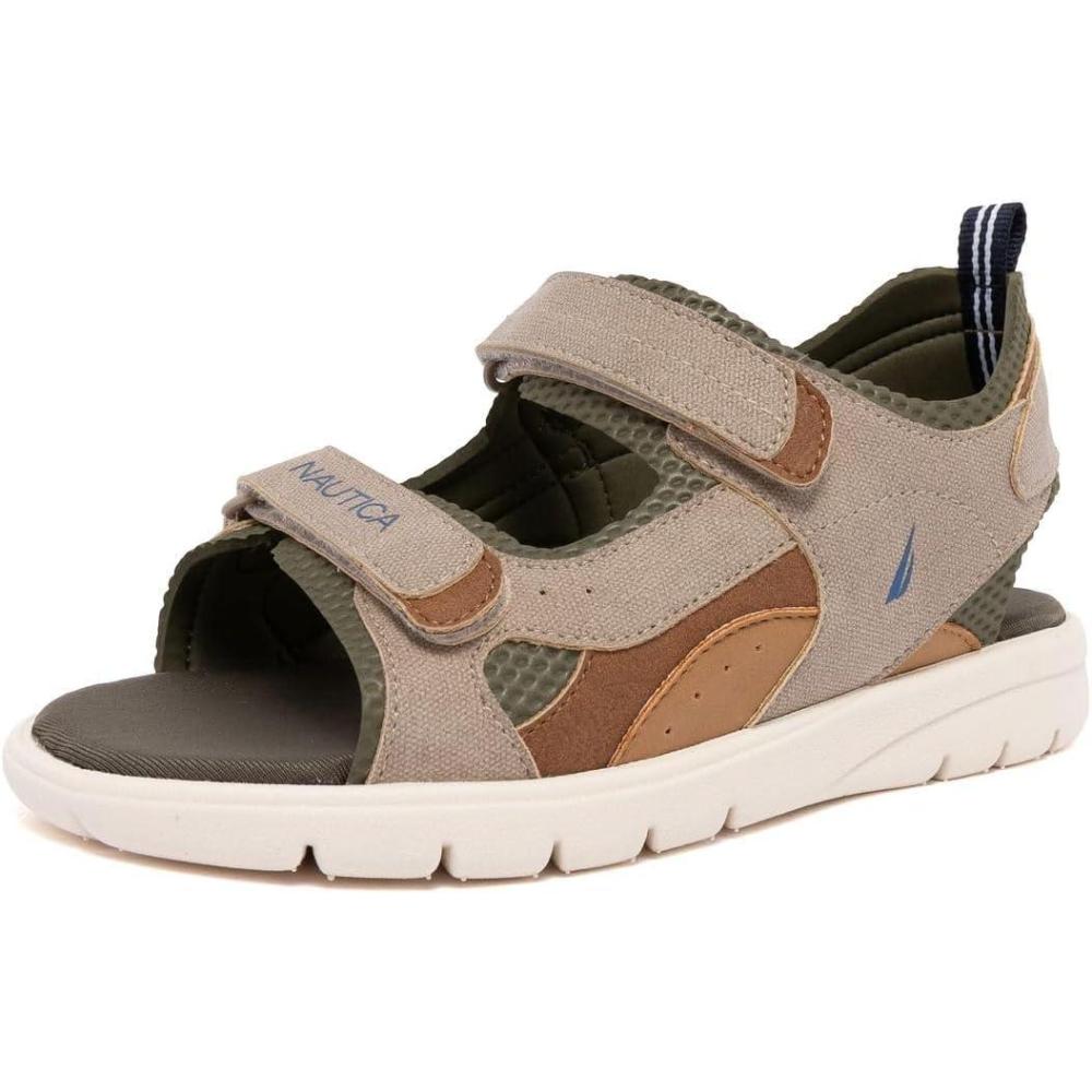 imageNautica Toddler Boys Sport Sandals Lightweight Athletic OpenToe Summer Shoes with Dual Adjustable Hook and Loop Straps for Outdoor Play Beach and WaterKhakijimmy