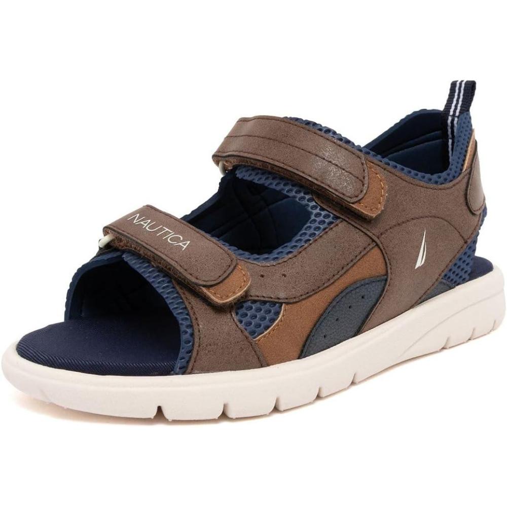 imageNautica Toddler Boys Sport Sandals  Lightweight Athletic OpenToe Summer Shoes with Dual Adjustable Hook and Loop Straps for Outdoor Play Beach and WaterBrown Navyjimmy