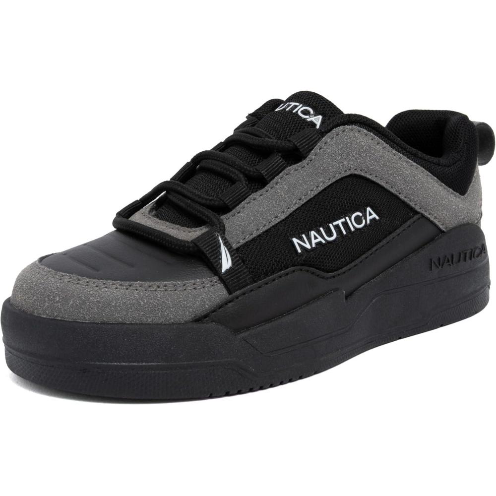 imageNautica Youth Athletic Sneakers Comfortable LaceUp Tennis Shoes for Boys and Girls Durable Casual Sport Footwear for School Gym and Daily WearBlack Greyhightide