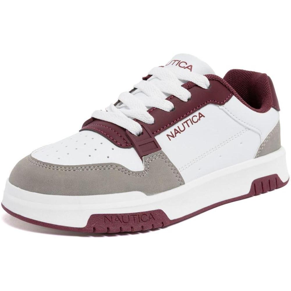 imageNautica Youth Athletic Sneakers Comfortable LaceUp Tennis Shoes for Boys and Girls Durable Casual Sport Footwear for School Gym and Daily WearBurgundy Greygavie