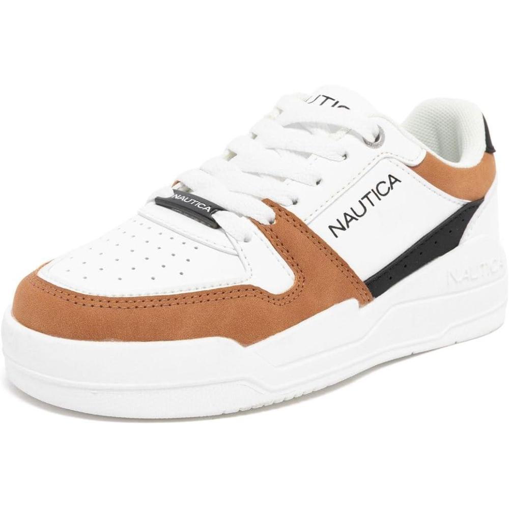 imageNautica Youth Athletic Sneakers Comfortable LaceUp Tennis Shoes for Boys and Girls Durable Casual Sport Footwear for School Gym and Daily WearWhite Tan Blackharrold