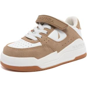 Nautica Kids Adjustable Strap Shoes | Comfortable Casual Sneakers for Boys and Girls, Toddlers & Little Kids(Khaki Multi-huntley)