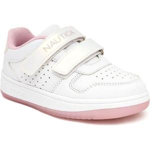 Nautica Kids Fashion Sneakers Comfortable Durable Double Strap Athletic Style Shoes for Boys and Girls(White Iridescent-stafford)