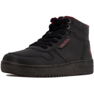 Nautica Kids Sneaker: Lace-Up Fashion Shoe with Boot-Like High Top Design for Boys and Girls (Big Kid/Little Kid Sizes) – Horizon(Black Mono)
