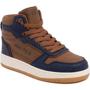 Nautica Kids Sneaker: Lace-Up Fashion Shoe with Boot-Like High Top Design for Boys and Girls (Big Kid/Little Kid Sizes) – Horizon(Chestnut Navy-sirie)