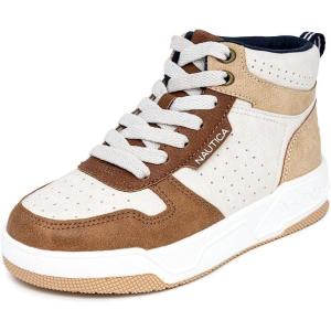 Nautica Kids Sneaker: Lace-Up Fashion Shoe with Boot-Like High Top Design for Boys and Girls (Big Kid/Little Kid Sizes) – Horizon(Ivory Tan)