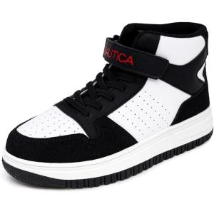 Nautica Kids Sneaker: Lace-Up Fashion Shoe with Boot-Like High Top Design for Boys and Girls (Big Kid/Little Kid Sizes) – Horizon(White Black Red)