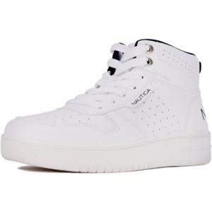 Nautica Kids Sneaker: Lace-Up Fashion Shoe with Boot-Like High Top Design for Boys and Girls (Big Kid/Little Kid Sizes) – Horizon(White Smooth)