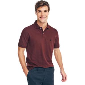 Nautica Men’s Classic Short Sleeve Solid Performance Deck Polo Shirt(Burgundy Red)