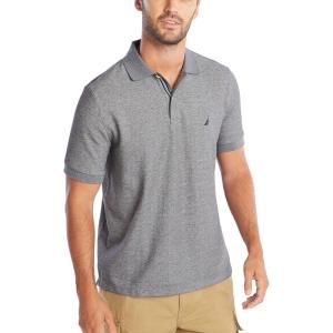 Nautica Men’s Classic Short Sleeve Solid Performance Deck Polo Shirt(Charcoal Heather)