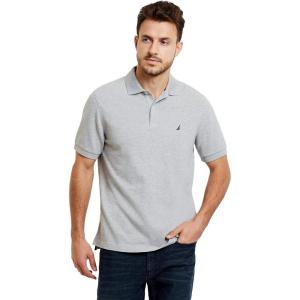 Nautica Men’s Classic Short Sleeve Solid Performance Deck Polo Shirt(Grey (Basic Polo))