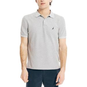 Nautica Men’s Classic Short Sleeve Solid Performance Deck Polo Shirt(Grey Heather-2)