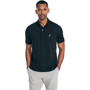 Nautica Men’s Classic Short Sleeve Solid Performance Deck Polo Shirt(Navtech Performance Black.)