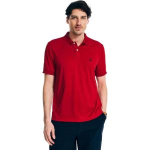 Nautica Men’s Classic Short Sleeve Solid Performance Deck Polo Shirt(Navtech Performance Red.)