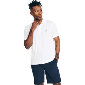 Nautica Men’s Classic Short Sleeve Solid Performance Deck Polo Shirt(Navtech Performance White.)