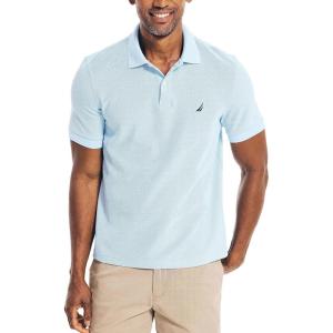 Nautica Men’s Classic Short Sleeve Solid Performance Deck Polo Shirt(Noon Blue)