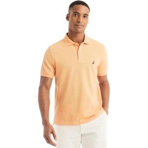 Nautica Men’s Classic Short Sleeve Solid Performance Deck Polo Shirt(Orange Sorbet)