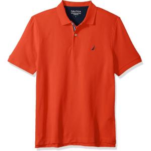 Nautica Men’s Classic Short Sleeve Solid Performance Deck Polo Shirt(Spicy Orange)