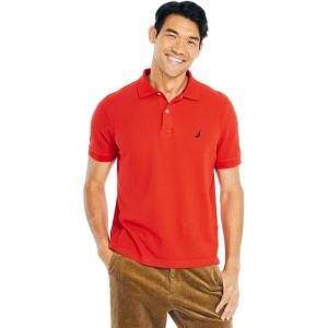 Nautica Men’s Classic Short Sleeve Solid Performance Deck Polo Shirt(Sunrise Red)