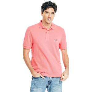 Nautica Men’s Classic Short Sleeve Solid Performance Deck Polo Shirt(Teaberry Red)