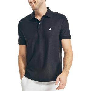Nautica Men’s Classic Short Sleeve Solid Performance Deck Polo Shirt(True Black)