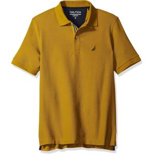 Nautica Men’s Classic Short Sleeve Solid Performance Deck Polo Shirt(Yellow/Gold)