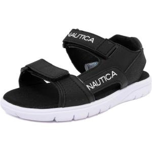 Nautica Toddler Boys Sport Sandals – Lightweight Athletic Open-Toe Summer Shoes with Dual Adjustable Hook and Loop Straps for Outdoor Play, Beach, and Water(Black Jakai)