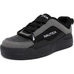 Nautica Youth Athletic Sneakers – Comfortable Lace-Up Tennis Shoes for Boys and Girls, Durable Casual Sport Footwear for School, Gym and Daily Wear(Black Grey-hightide)