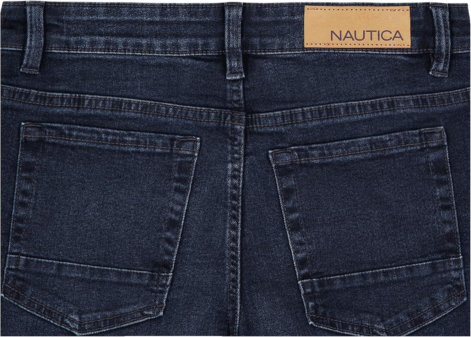 imageNautica Boys Classic Fit Straight Leg Denim Jeans 5Pocket Style Zipper Fly amp Button ClosureMarine Blue
