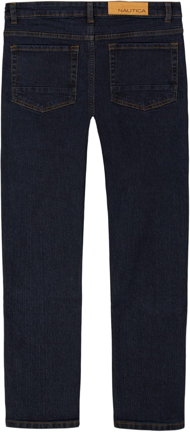 imageNautica Boys Classic Fit Straight Leg Denim Jeans 5Pocket Style Zipper Fly amp Button ClosureNavy Rinse