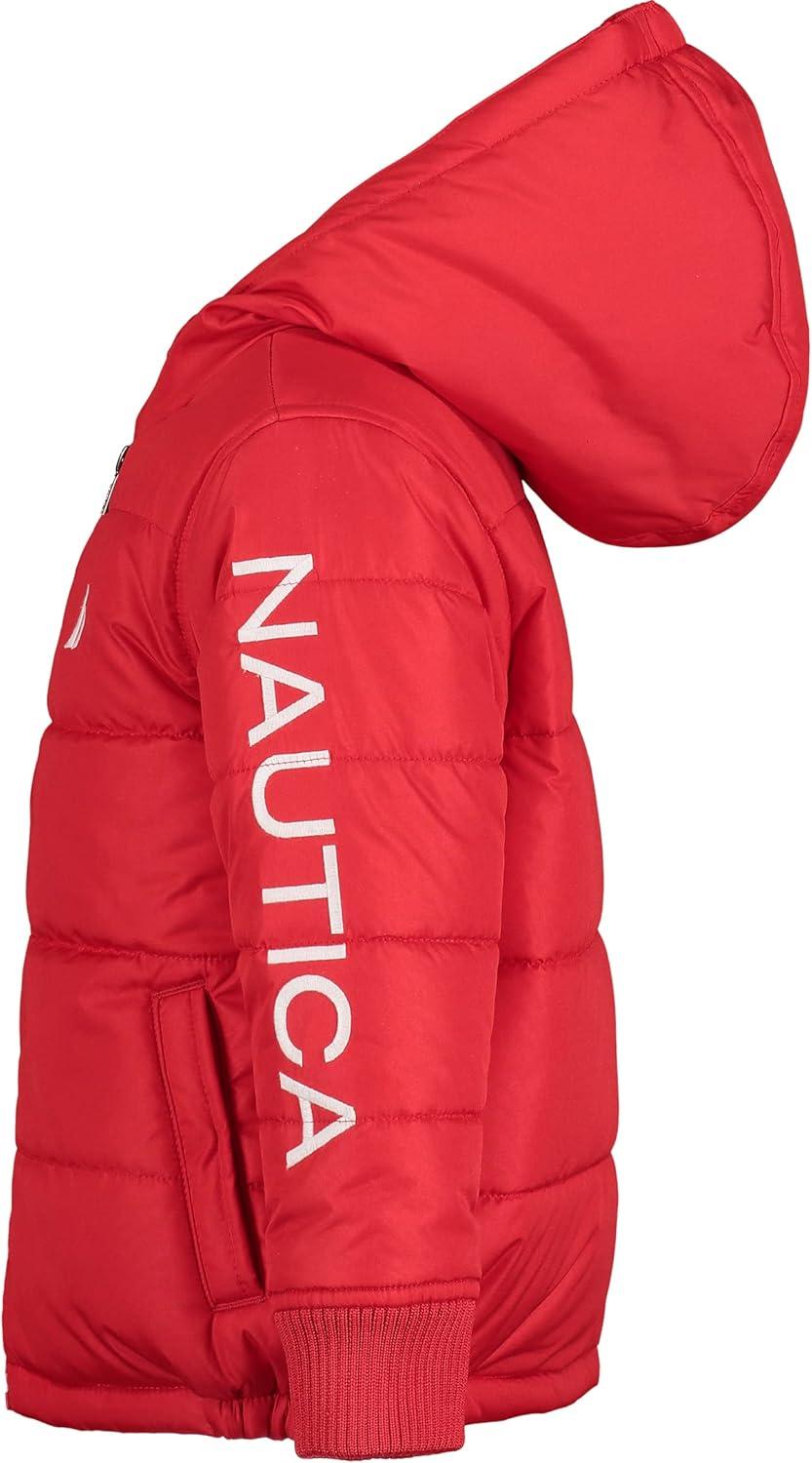 imageNautica Boys Heavyweight Hooded Bubble Jacket With Polar Fleece LiningCarmineNavy