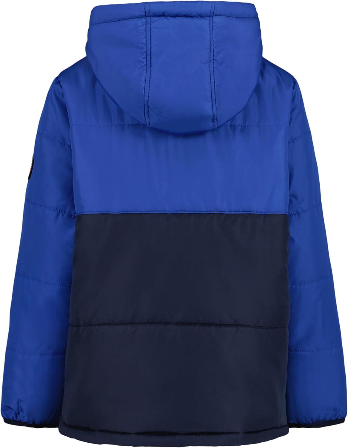 imageNautica Boys Heavyweight Hooded Bubble Jacket With Polar Fleece LiningColorblock Galaxy Blue