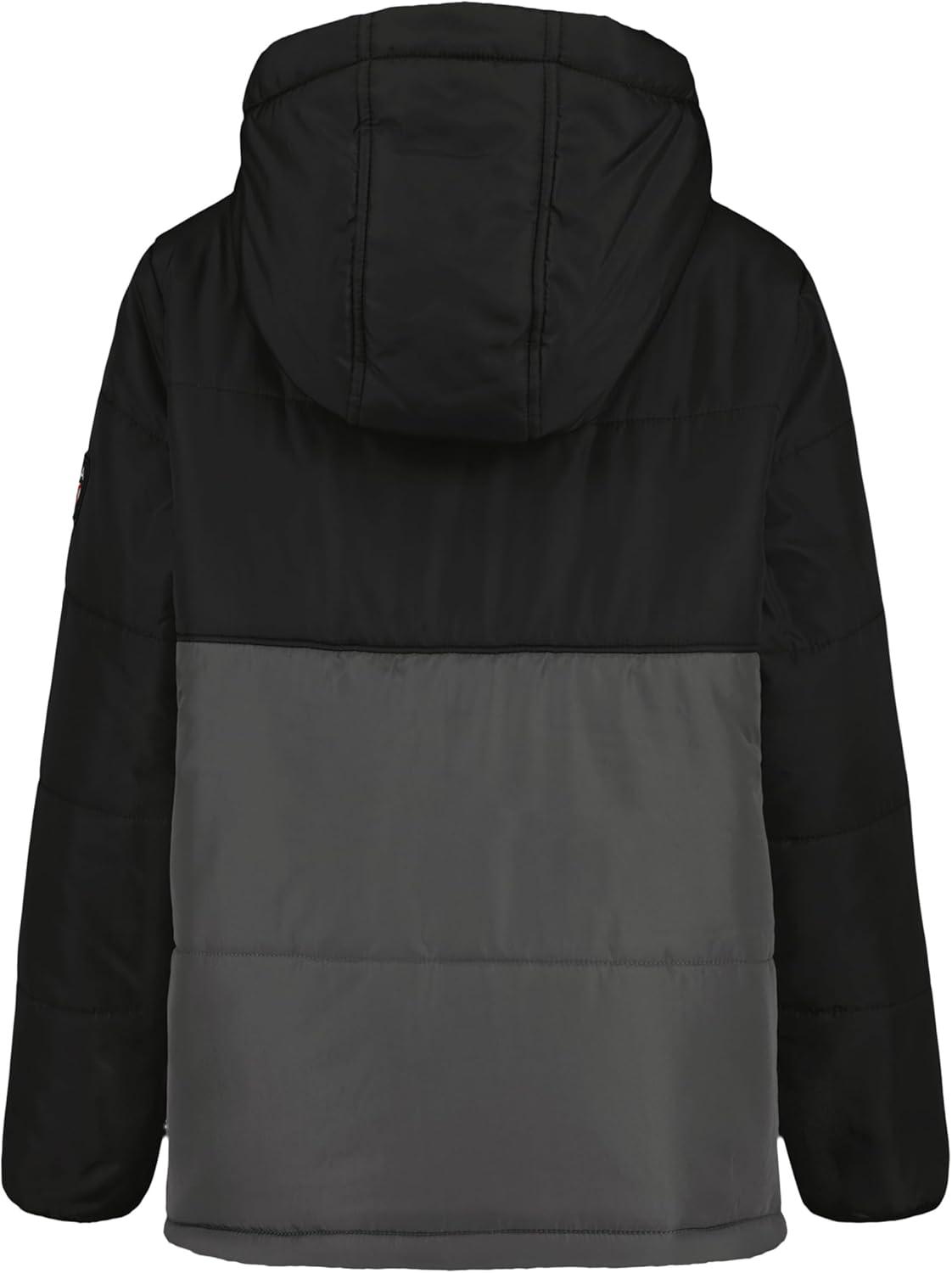imageNautica Boys Heavyweight Hooded Bubble Jacket With Polar Fleece LiningColorblock True Black
