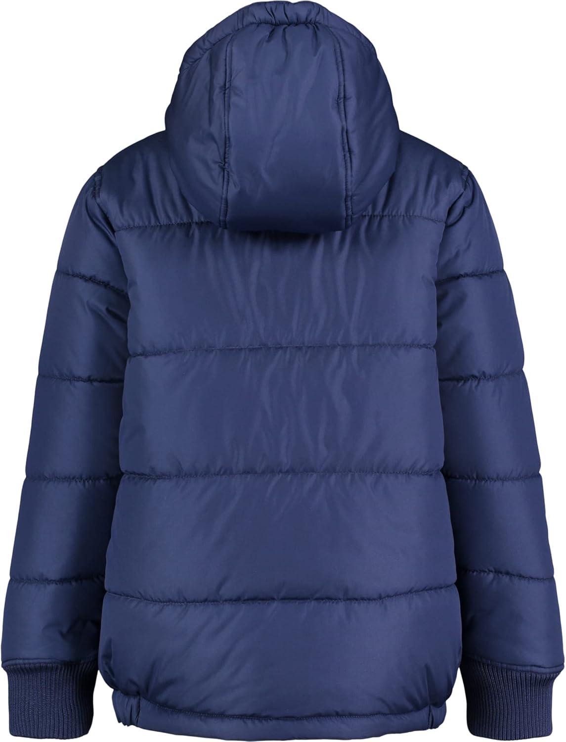 imageNautica Boys Heavyweight Hooded Bubble Jacket With Polar Fleece LiningJ NavyOrange