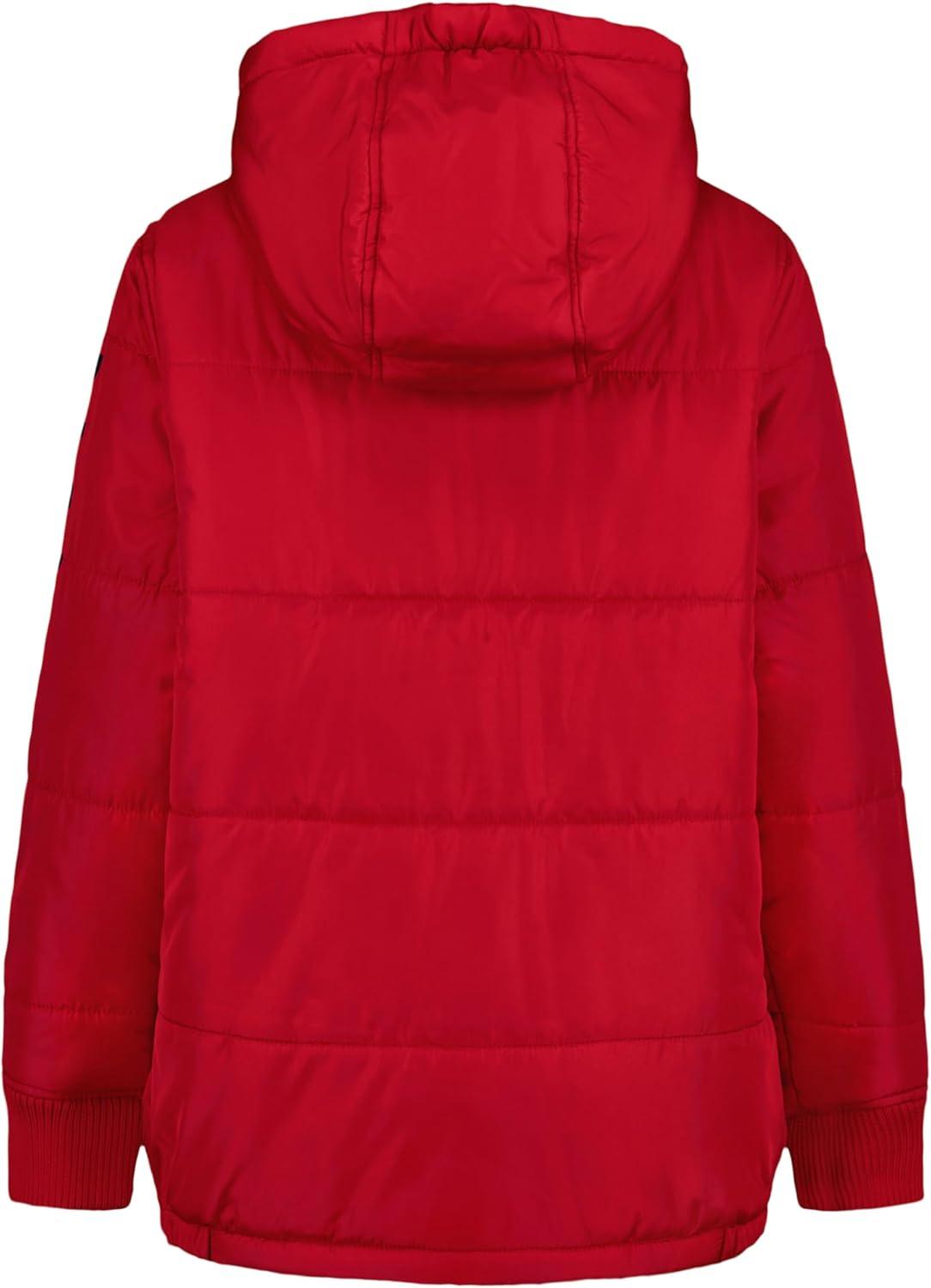 imageNautica Boys Heavyweight Hooded Bubble Jacket With Polar Fleece LiningTango RedNavy