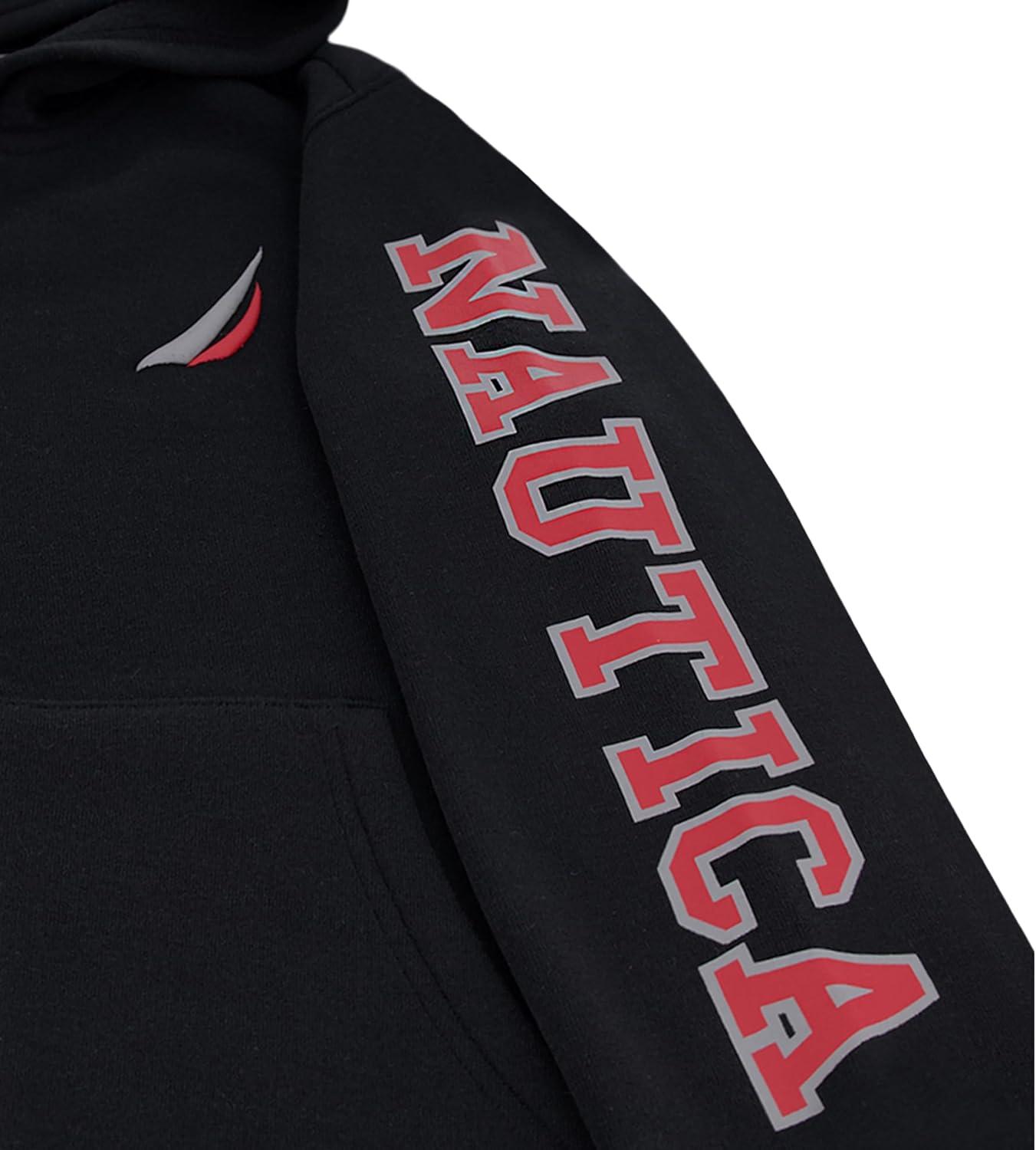 imageNautica Boys Long Sleeve Fleece Full Zip Hoodie Comfortable Relaxed FitJclass Duo True Black