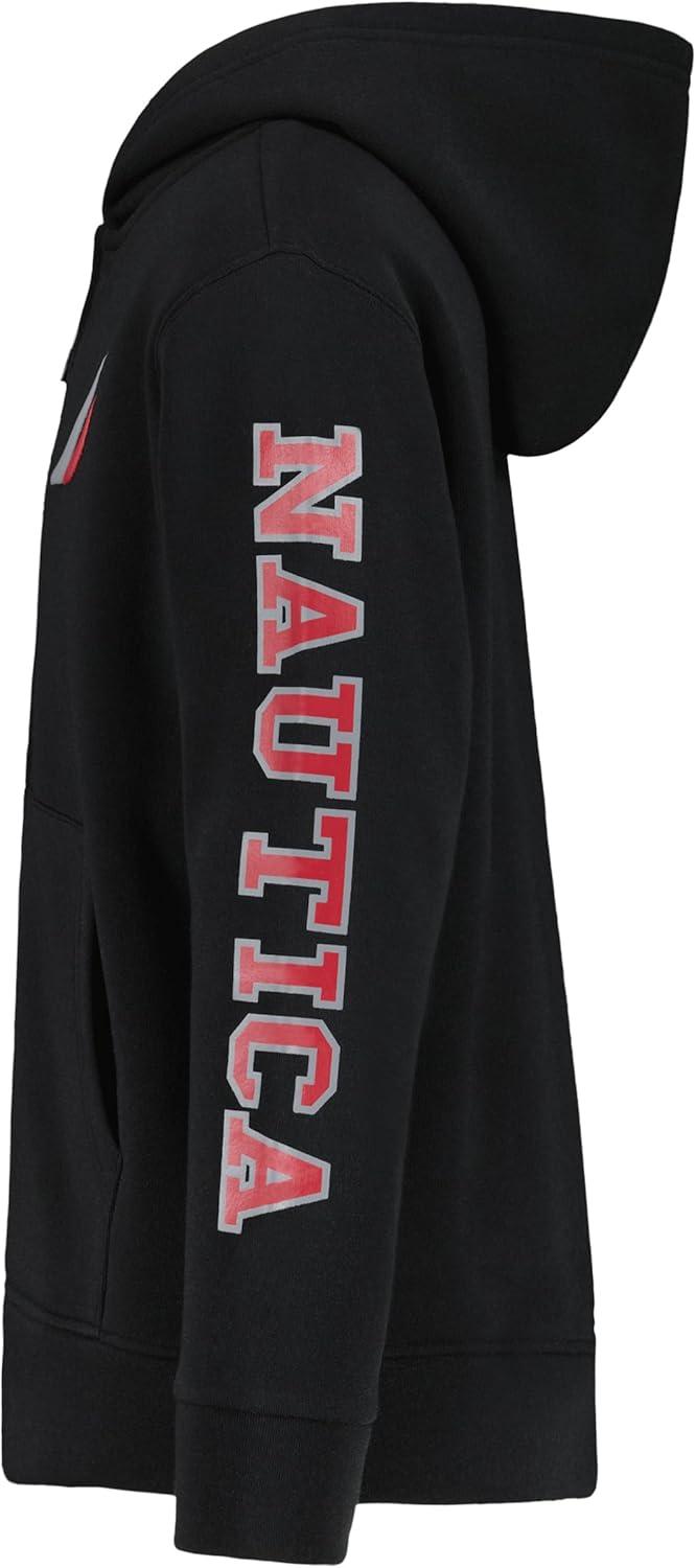 imageNautica Boys Long Sleeve Fleece Full Zip Hoodie Comfortable Relaxed FitJclass Duo True Black