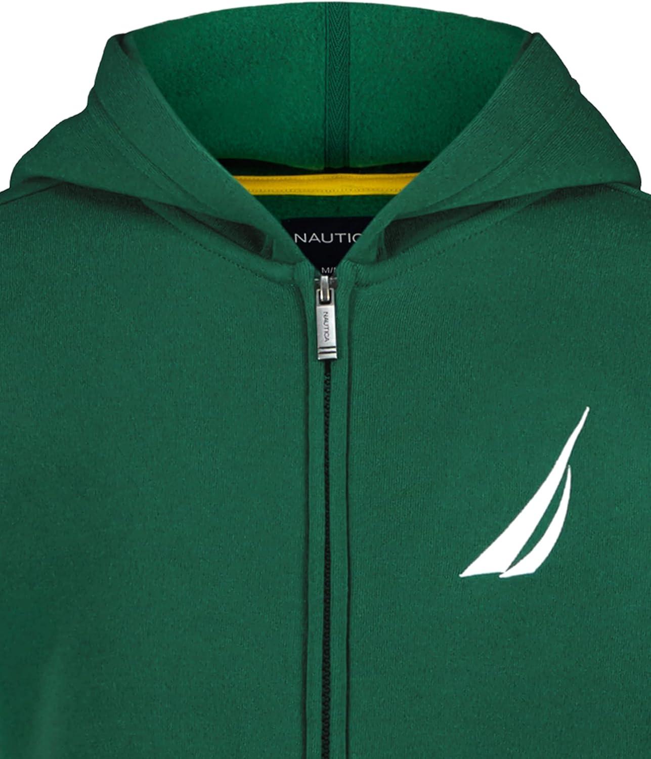 imageNautica Boys Long Sleeve Fleece Full Zip Hoodie Comfortable Relaxed FitJclass Evergreen