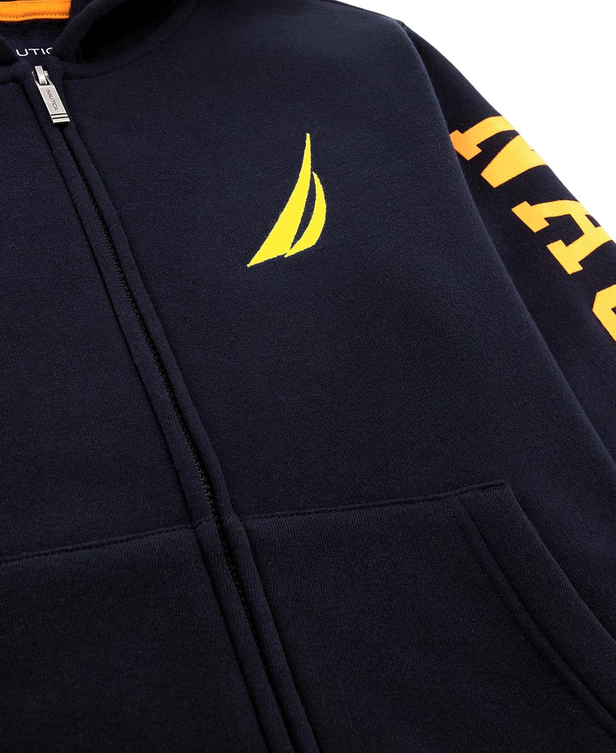 imageNautica Boys Long Sleeve Fleece Full Zip Hoodie Comfortable Relaxed FitJclass Sport Navy