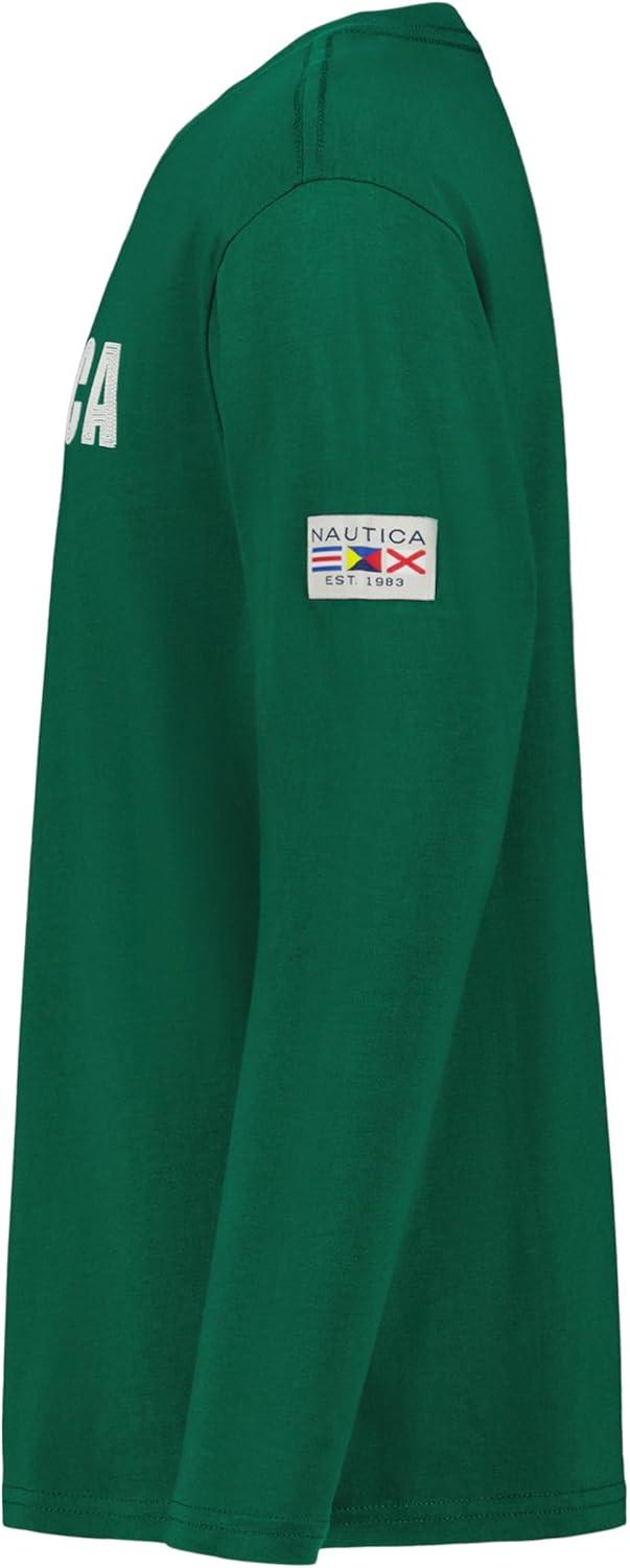 imageNautica Boys Long Sleeve Screen Print Graphic TShirtChain Stitch Evergreen