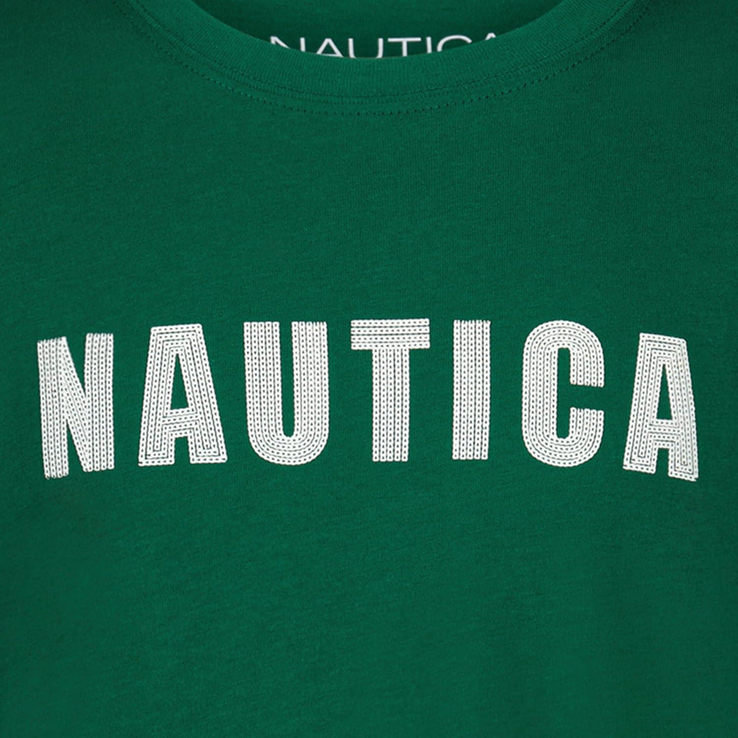 imageNautica Boys Long Sleeve Screen Print Graphic TShirtChain Stitch Evergreen
