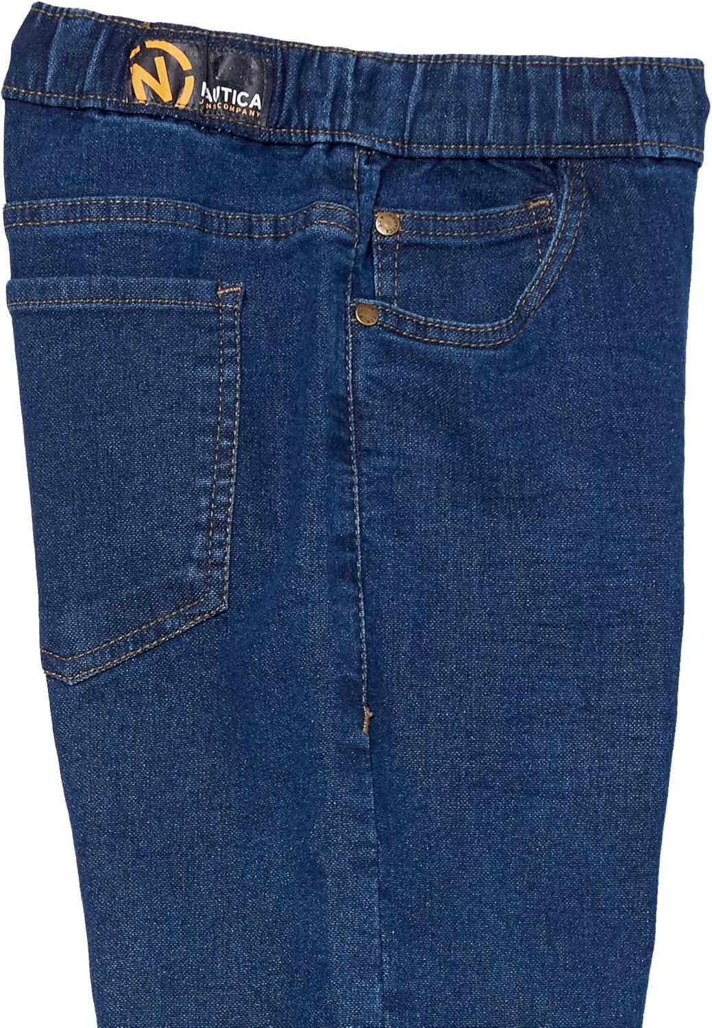 imageNautica Boys Pullon Stretch Denim JoggerStyle Jeans 5Pocket Style amp Drawstring ClosureLegacy Medium Blue