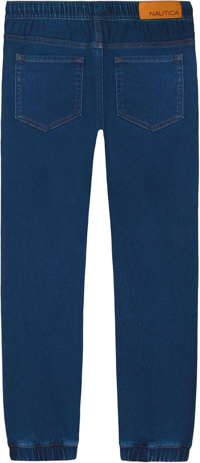 imageNautica Boys Pullon Stretch Denim JoggerStyle Jeans 5Pocket Style amp Drawstring ClosureMedium Blue