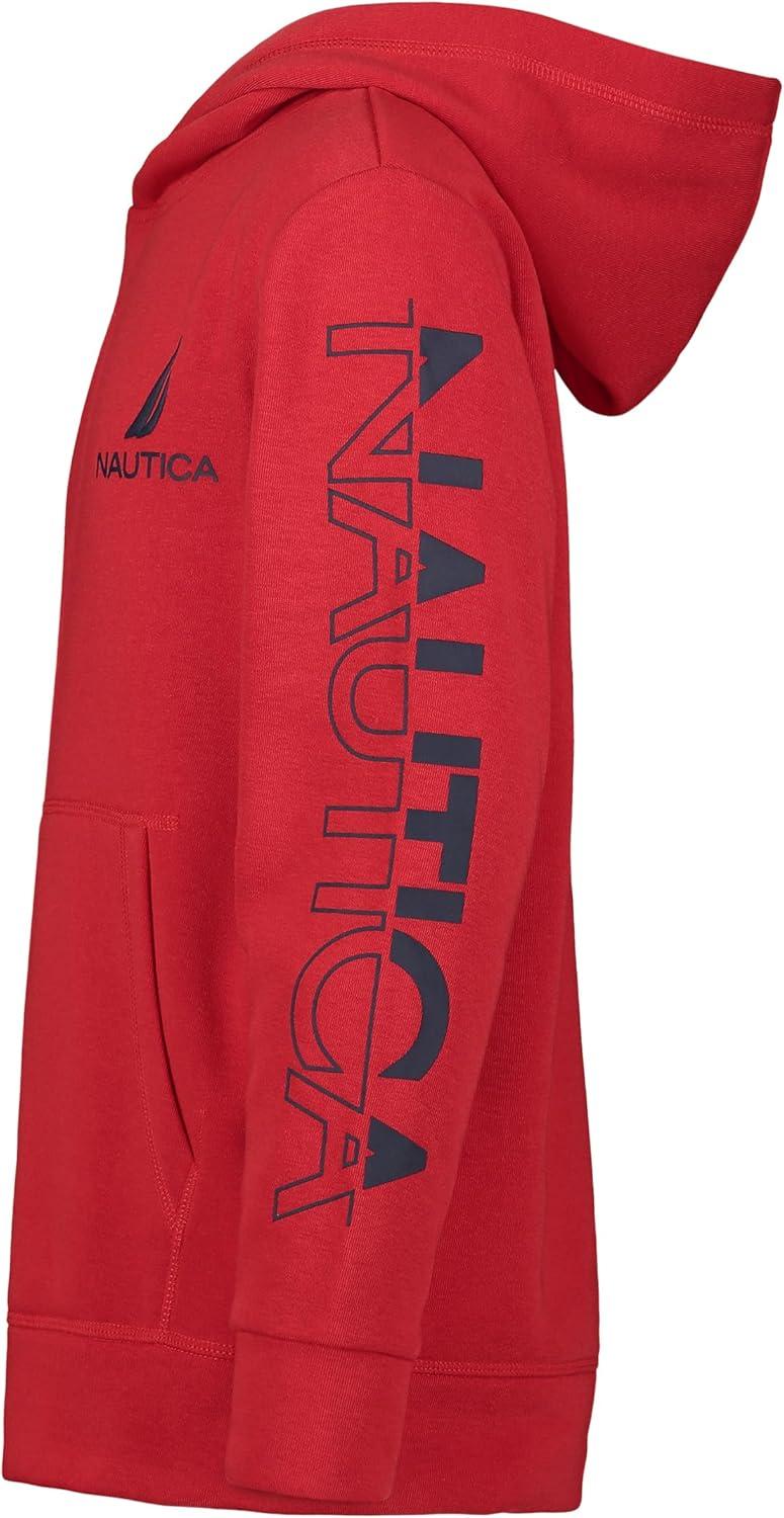 imageNautica Boys Pullover Fleece Hoodie SweatshirtCarmine Sleeve Hit
