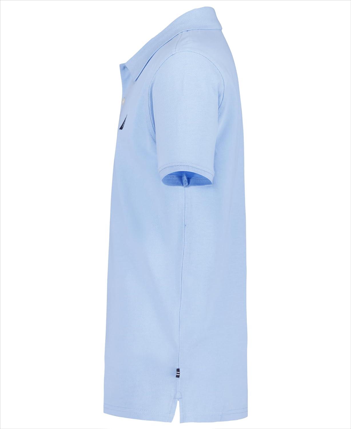 imageNautica Boys Short Sleeve Anchor Polo Button Closure Soft amp Comfortable Pique FabricBlue Bell