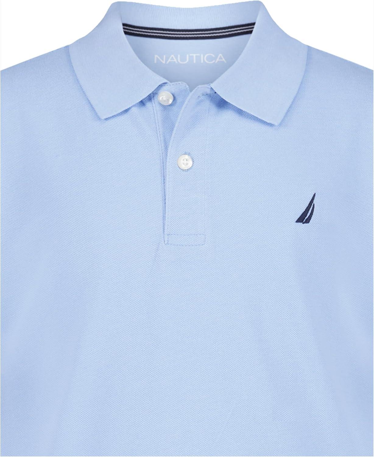 imageNautica Boys Short Sleeve Anchor Polo Button Closure Soft amp Comfortable Pique FabricBlue Bell