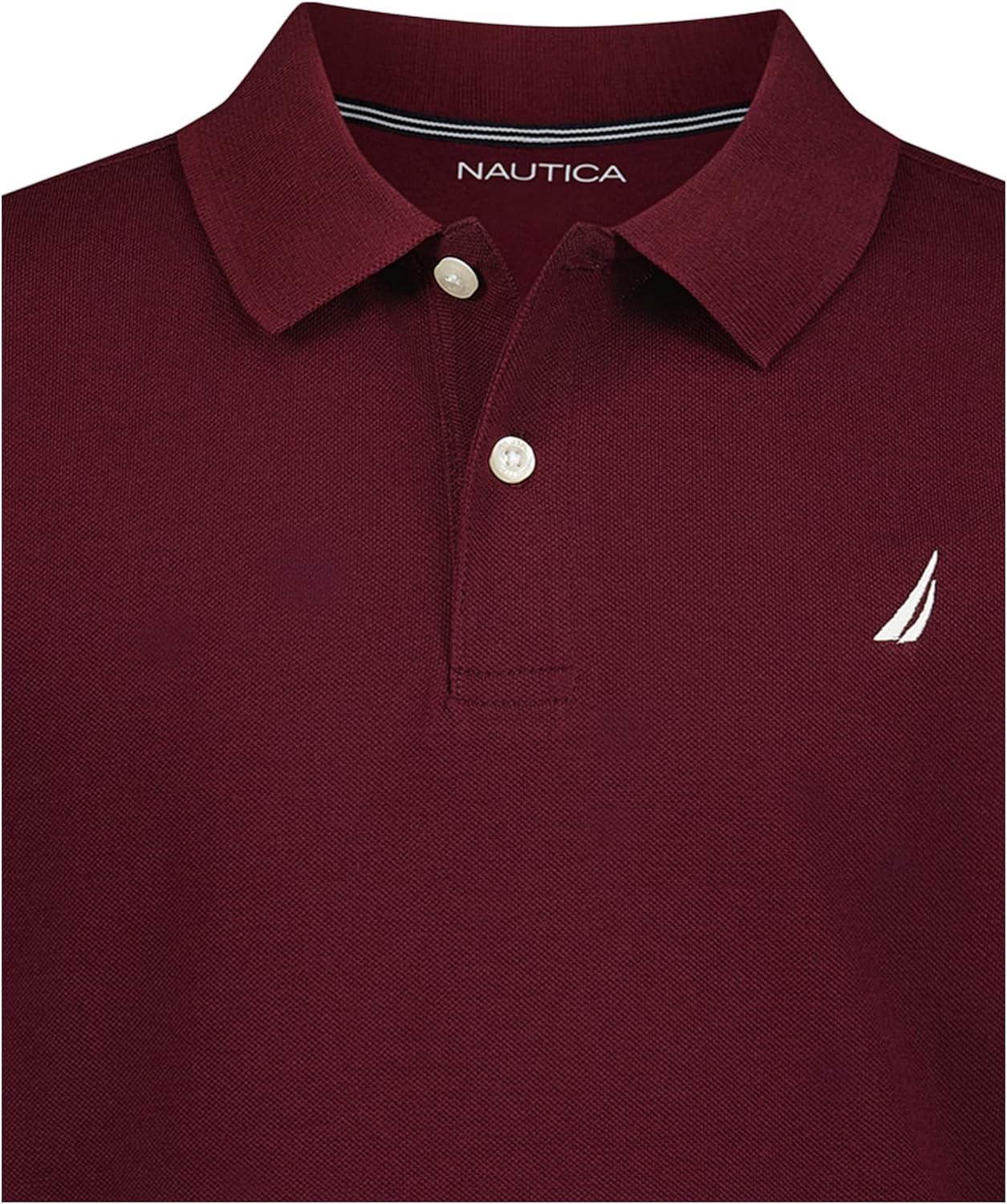 imageNautica Boys Short Sleeve Anchor Polo Button Closure Soft amp Comfortable Pique FabricBurgundy