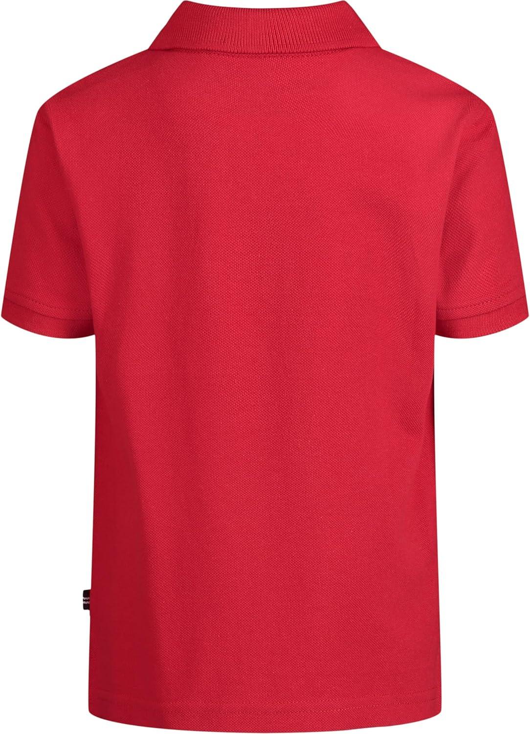 imageNautica Boys Short Sleeve Anchor Polo Button Closure Soft amp Comfortable Pique FabricCarmine